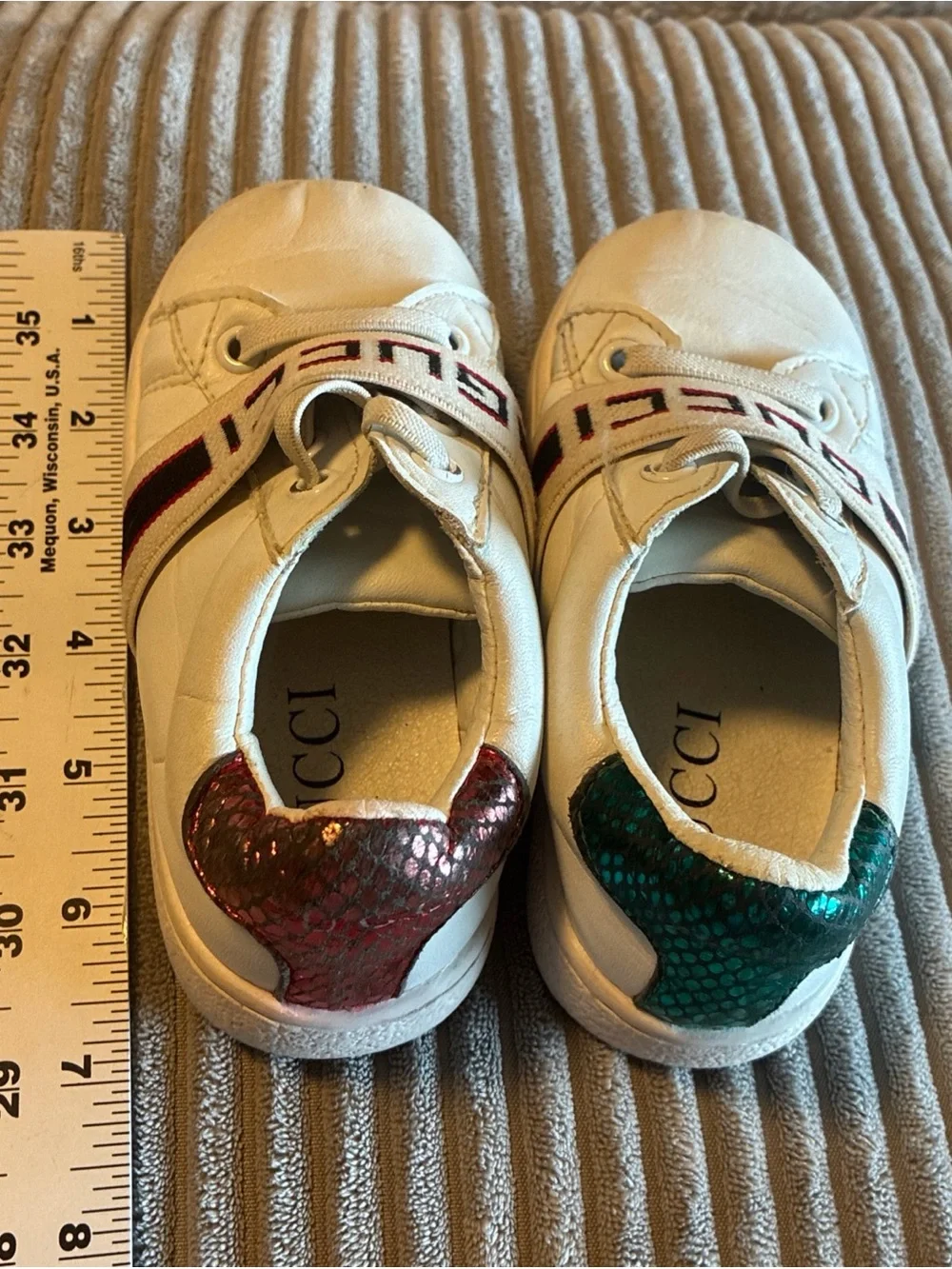 Gucci Ace Leather Logo Stripe Sneaker Kids 3-4y See Pictures